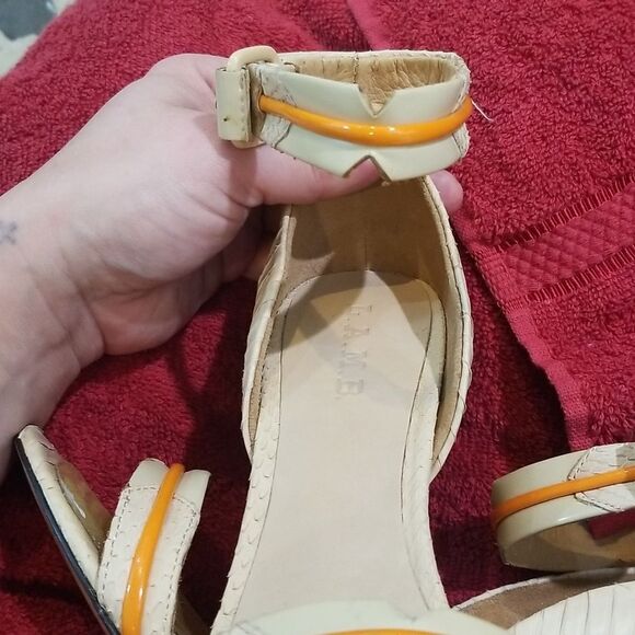 L.A.M.B. Beige and Orange Heels - Picture 13 of 16